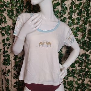 La Vie En Rose Women's Cotton Cute Cozy Camel Desert Pajama Nightwear Shirt